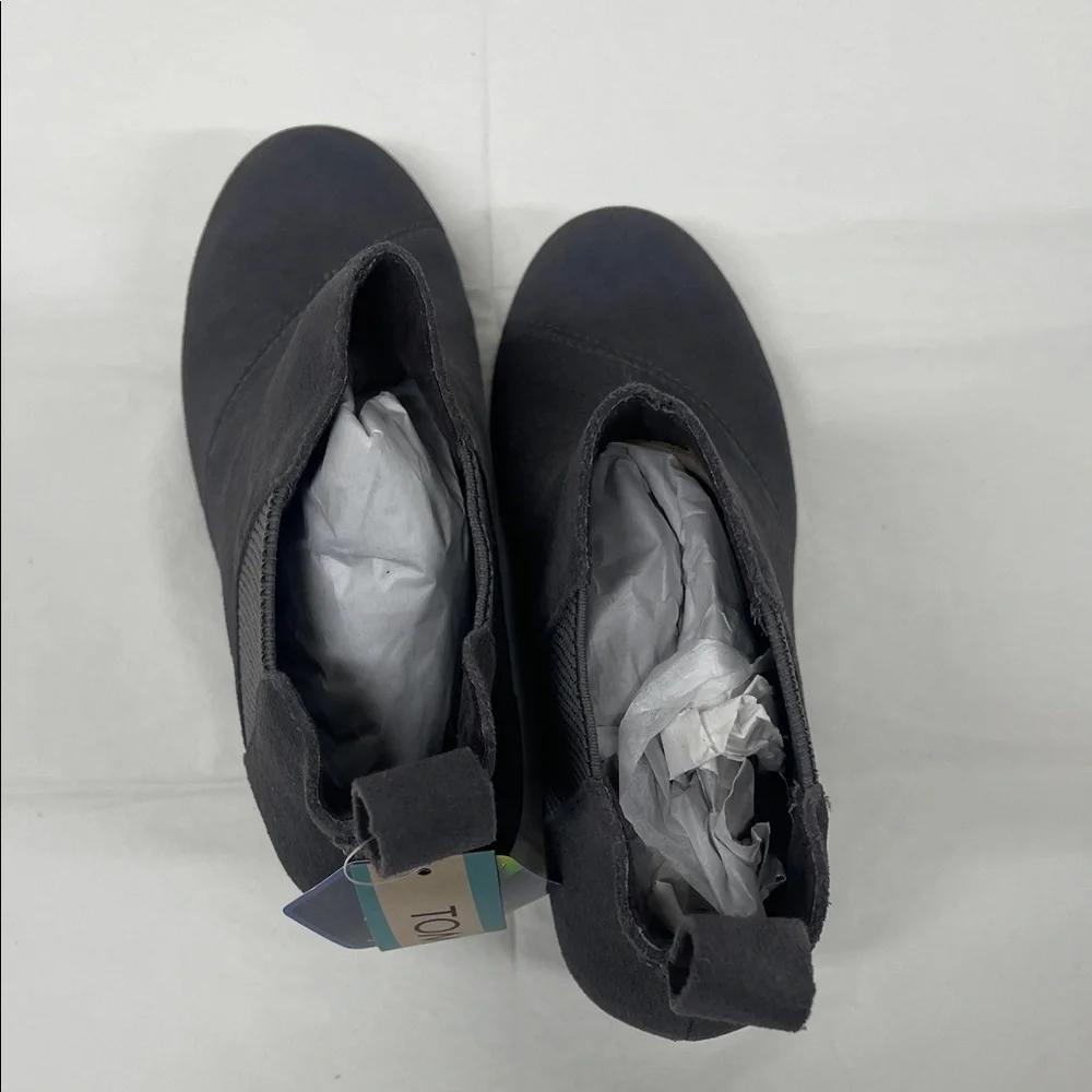 TOMS Charcoal Suede Wedge Booties - Picture 7 of 12